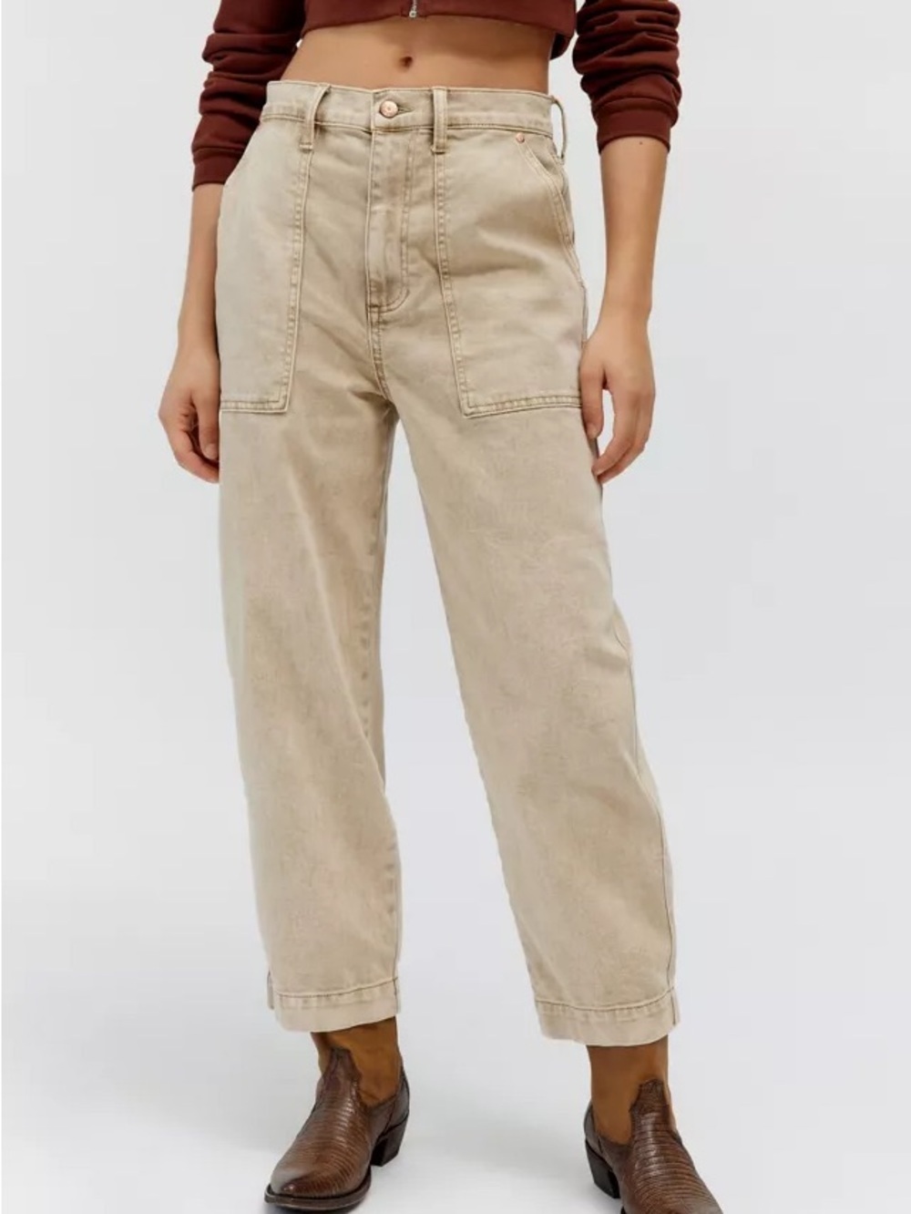 Pistola Turner Straight Leg Utility High Waisted Straight Leg Bohemian Jean Fawn